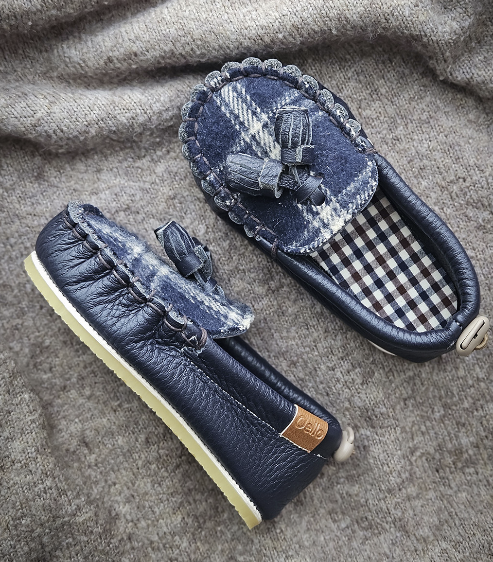 9月團) 韓國手工真皮鞋團 Loafer navy check
