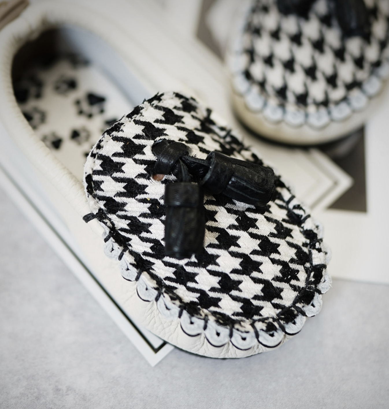 9月團) 韓國手工真皮鞋團 Loafer houndtooth