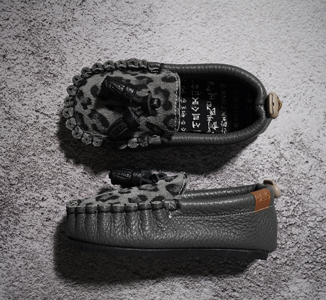 9月團) 韓國手工真皮鞋團 Loafer leopardGray