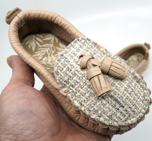 韓國手工真皮鞋 Loafer tweedPink