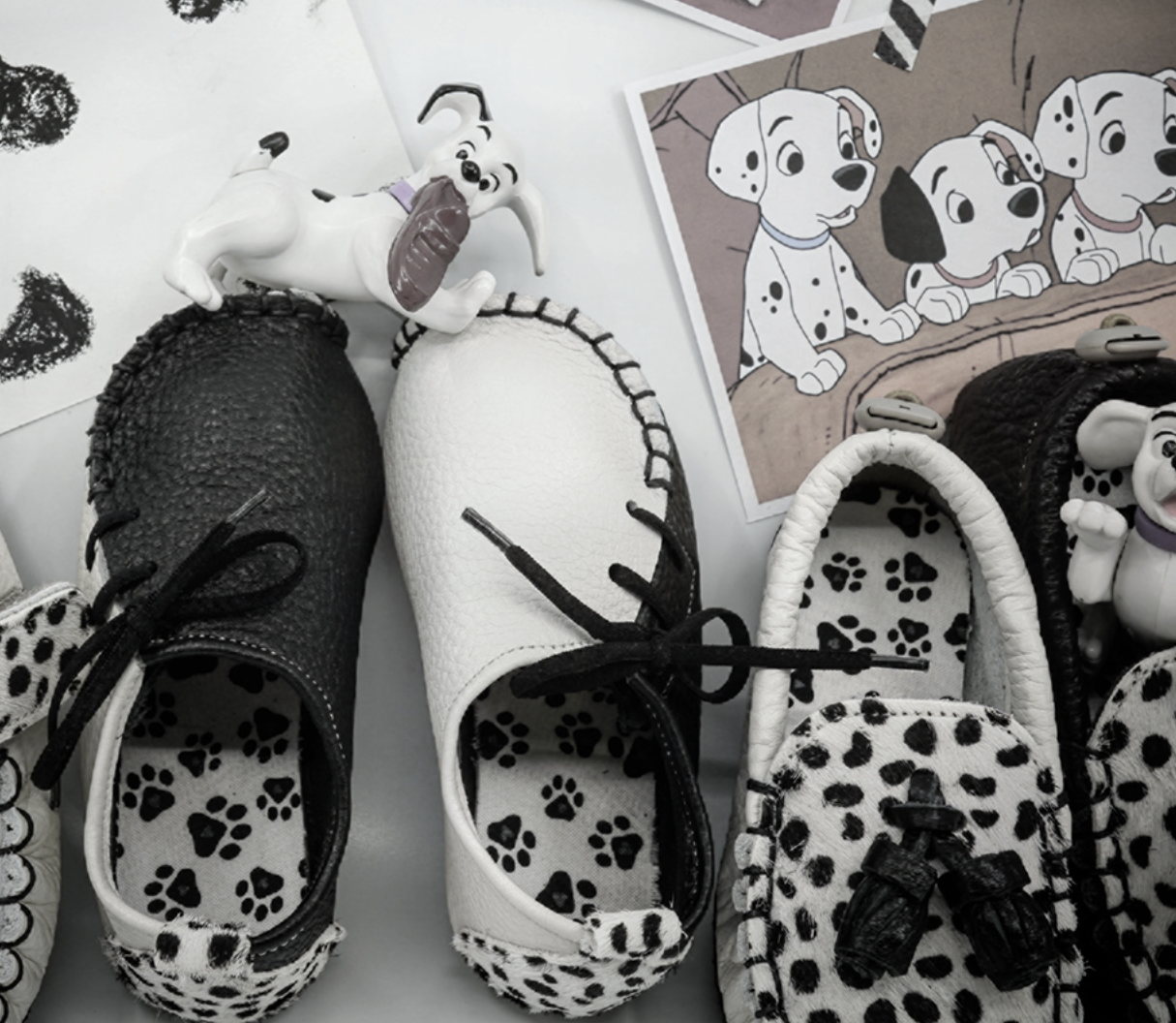 9月團) 韓國手工真皮鞋團 Velcro dalmation (white/black/mismatch)