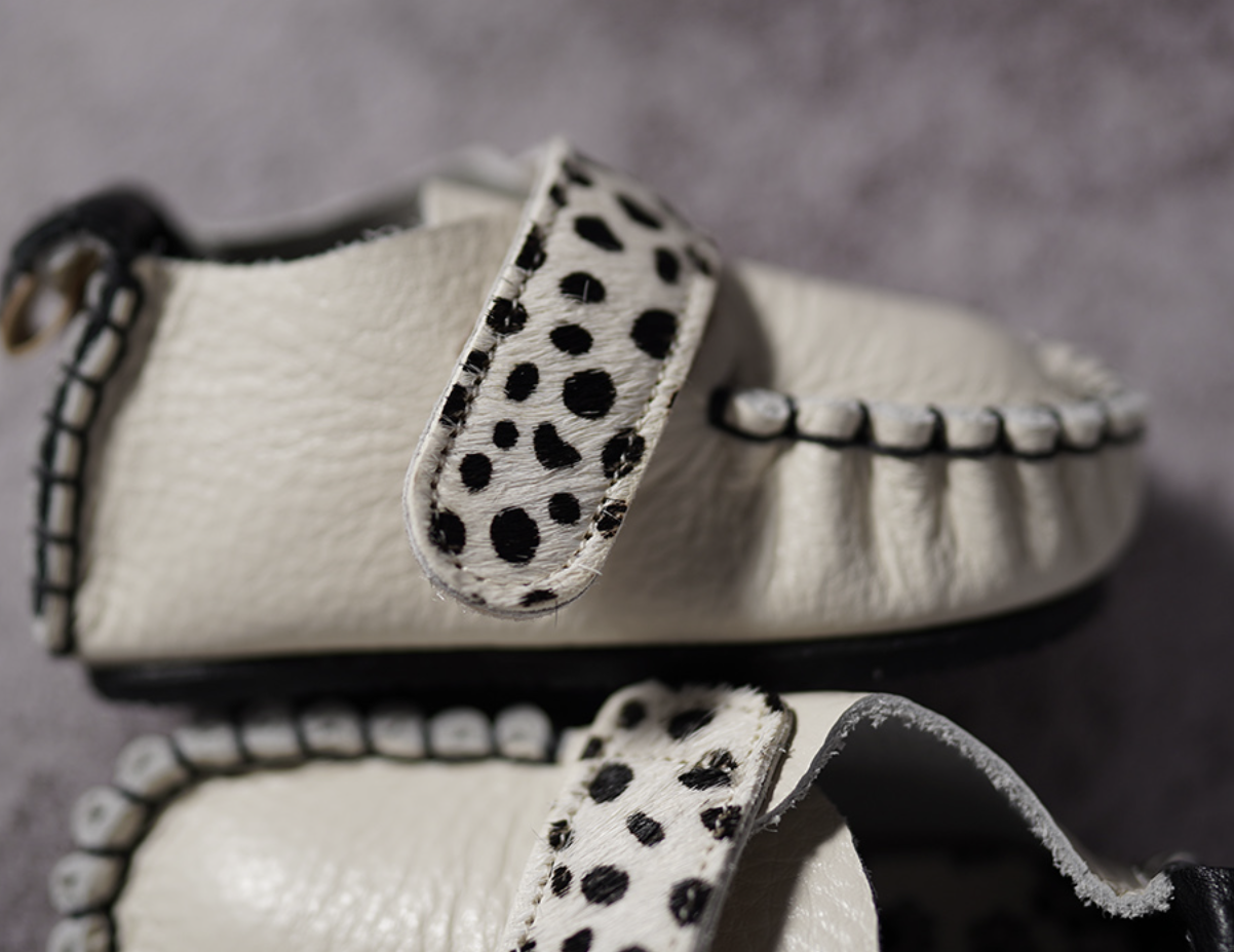 9月團) 韓國手工真皮鞋團 Velcro dalmation (white/black/mismatch)