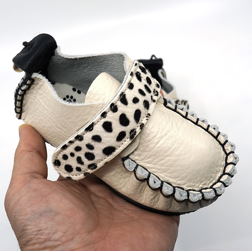 9月團) 韓國手工真皮鞋團 Velcro dalmation (white/black/mismatch)