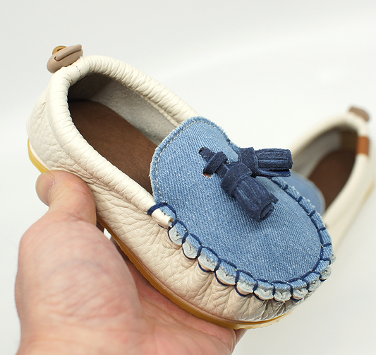韓國手工真皮鞋團 Loafer loafer creamDenim