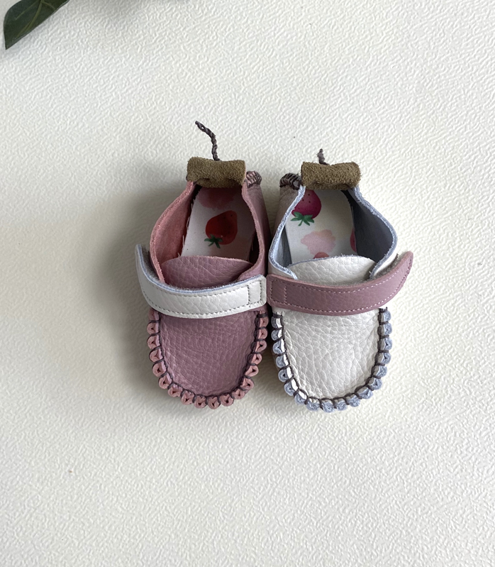 9月團) 韓國手工真皮鞋團 Velcro mismatchCreamPink