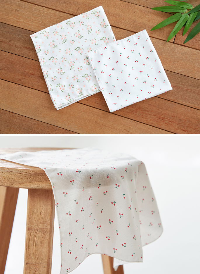 25FW 室內服團購 (30/9截單) Cherry and Flower Bamboo 透氣竹纖手帕10入