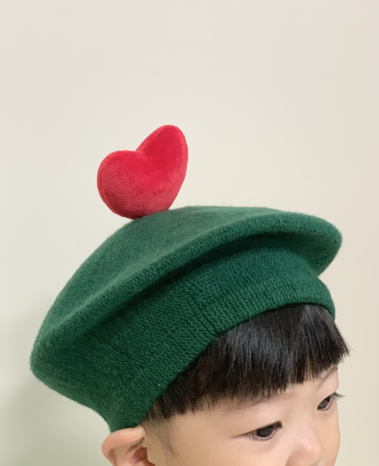 韓國童裝 | OT25374 Heart Beret (Warm Tone)