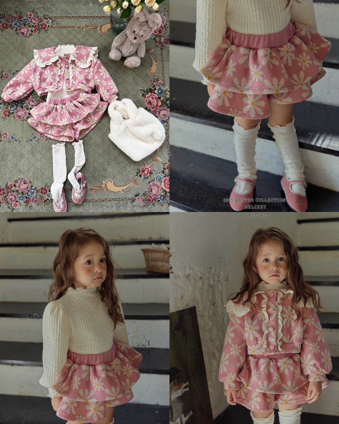 韓國童裝 25秋冬 | ME25412 Floral Pants