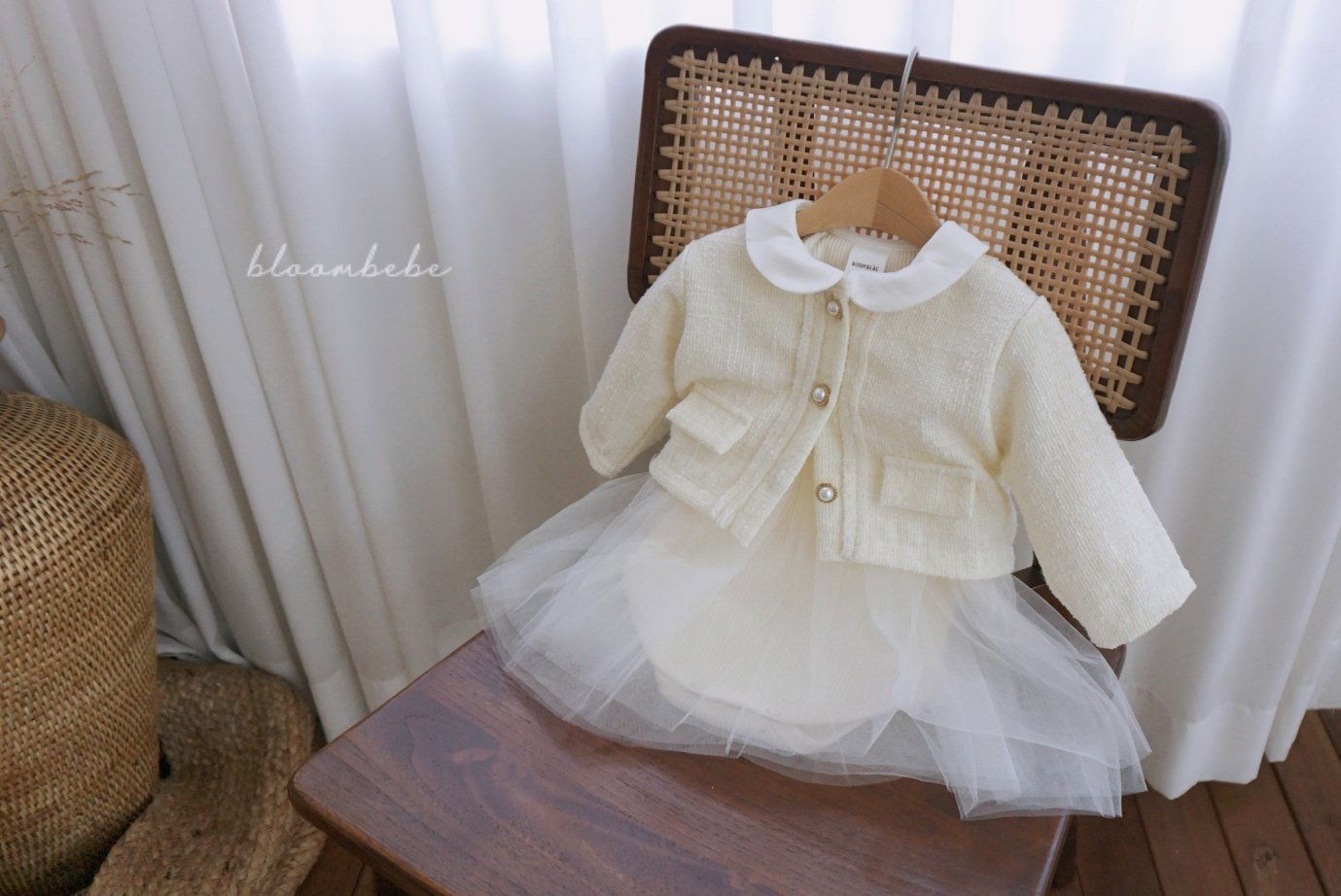 韓國童裝 24秋 | Bloombebe Bling Tweed Cardigan - FLO | FLOWERKKOCH