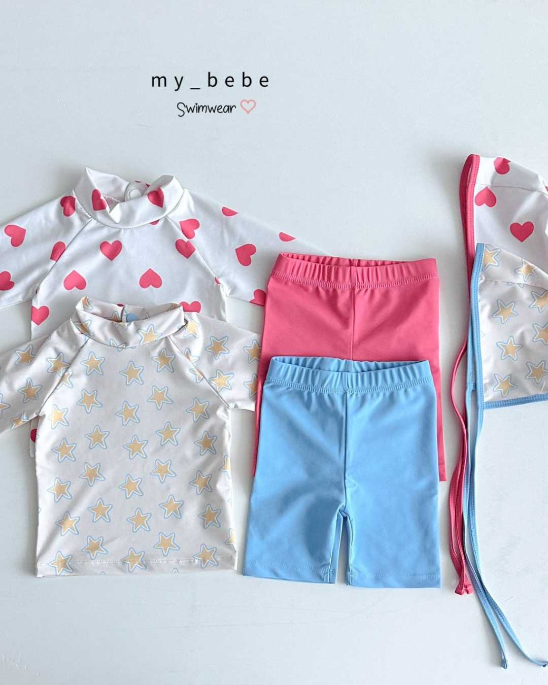 韓國童裝 Swimwear🩱🛟 mybebe Star Heart Trash Guard Set