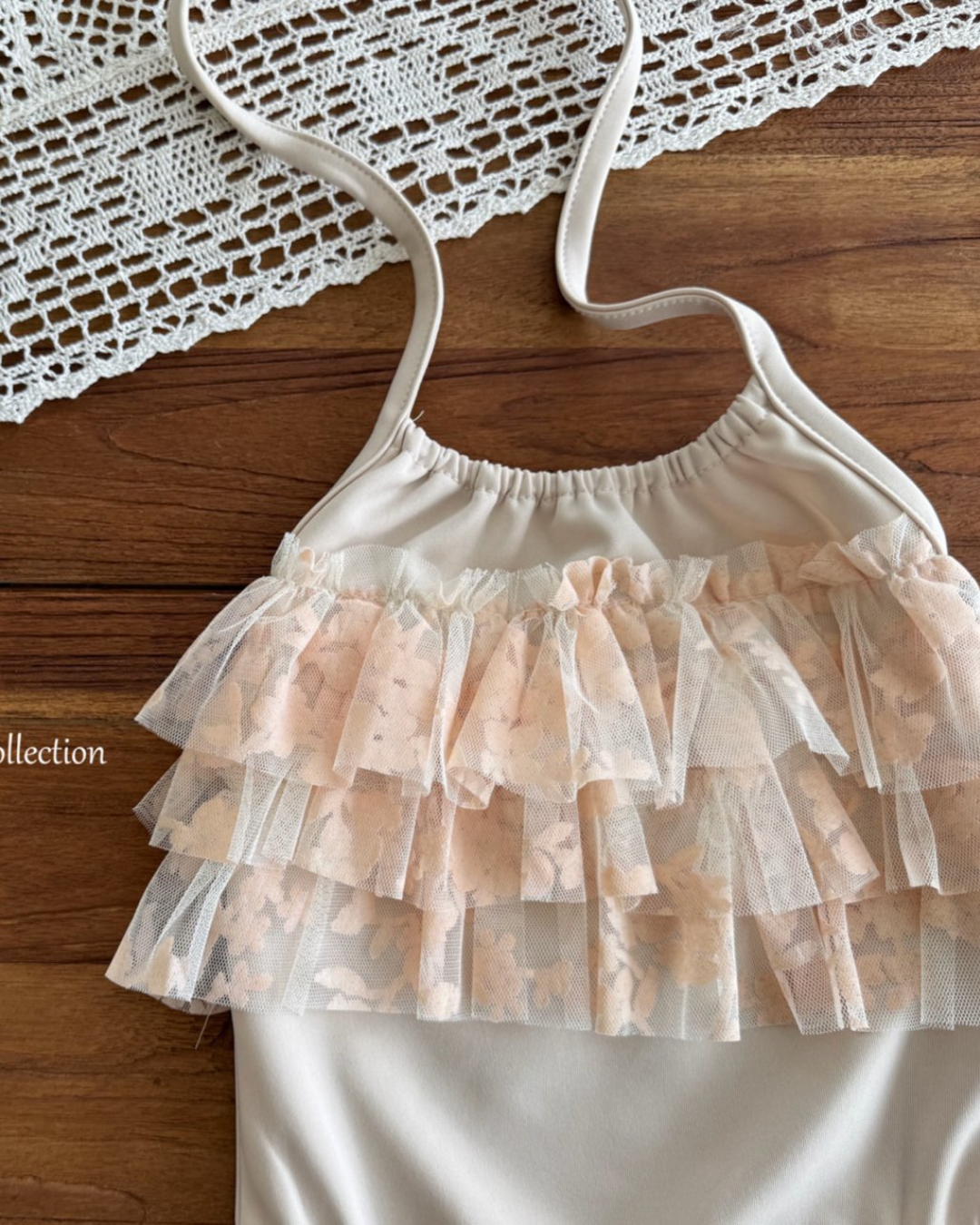 韓國童裝 Swimwear🩱🛟 La.Camel Beige Frill swimwear