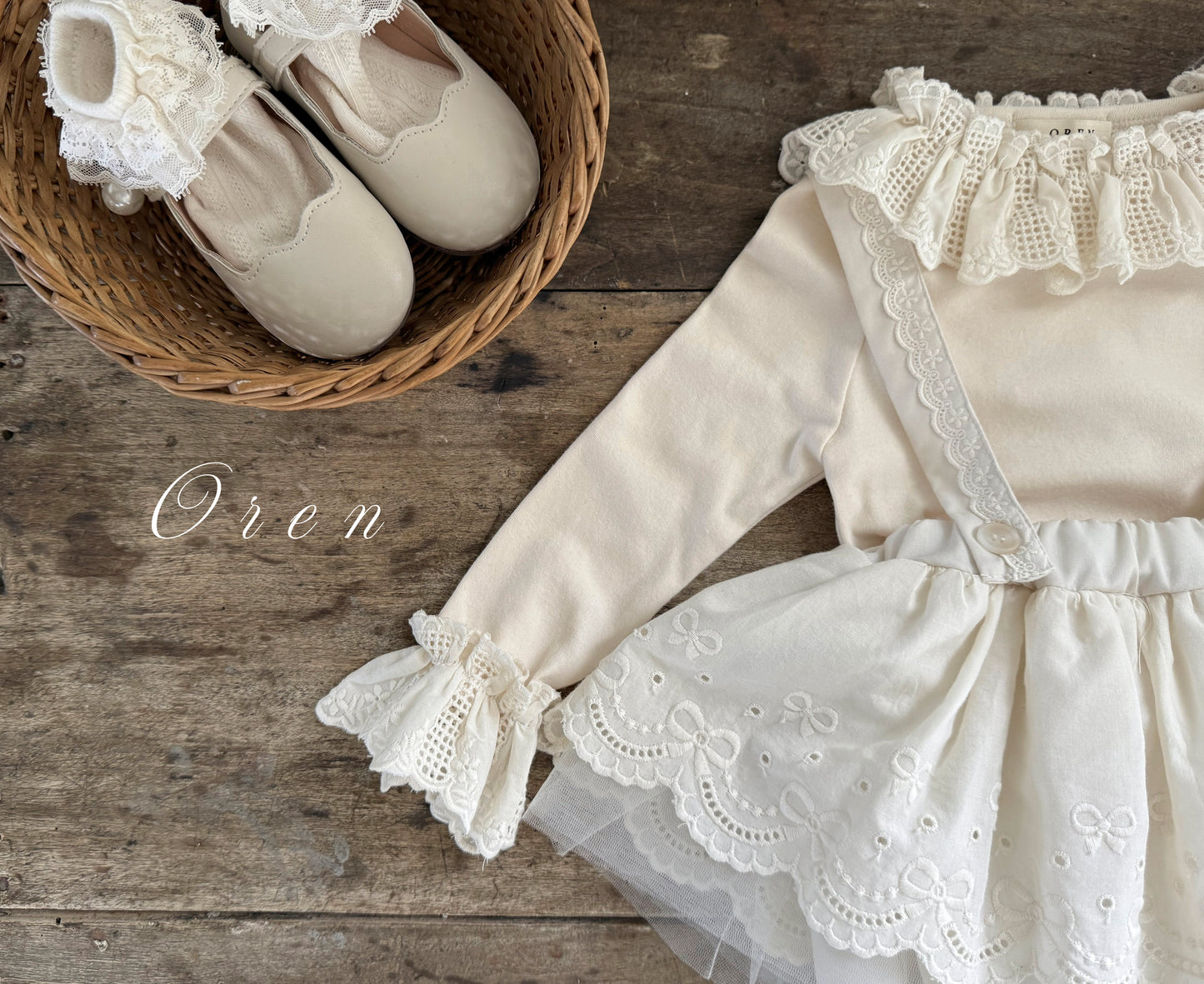 韓國童裝 25秋 | OR25308 Baby Lace Frill Blouse
