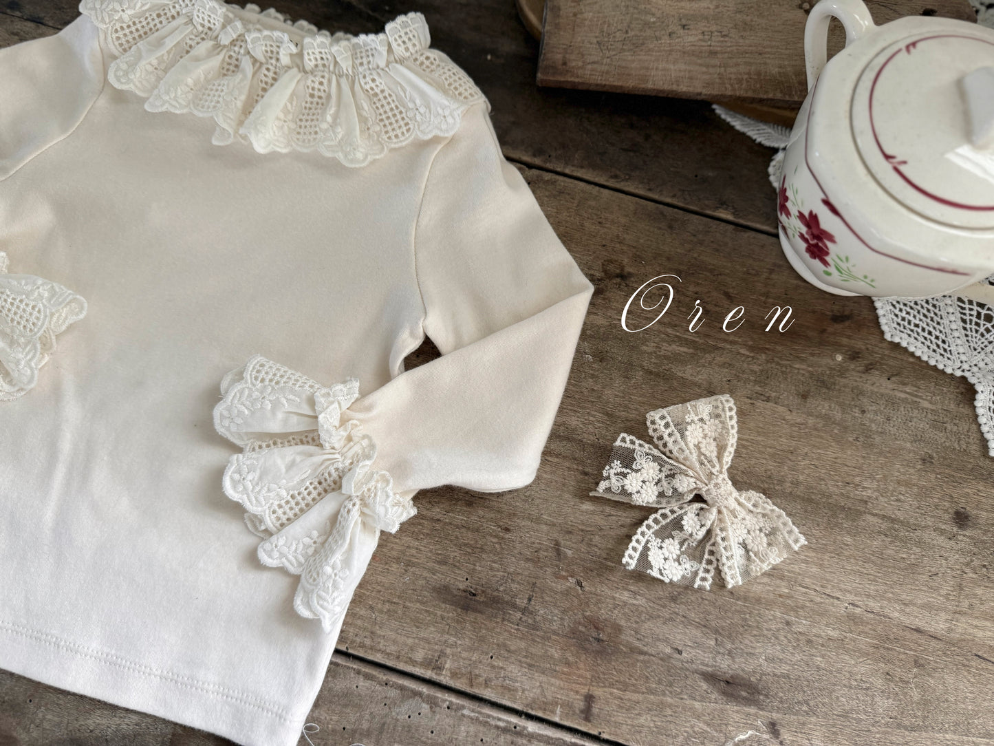 韓國童裝 25秋 | OR25308 Baby Lace Frill Blouse