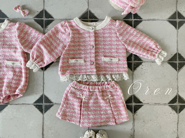 韓國童裝 25秋 | OR25311 Tweed Collection - Girl Top and Bottom Set