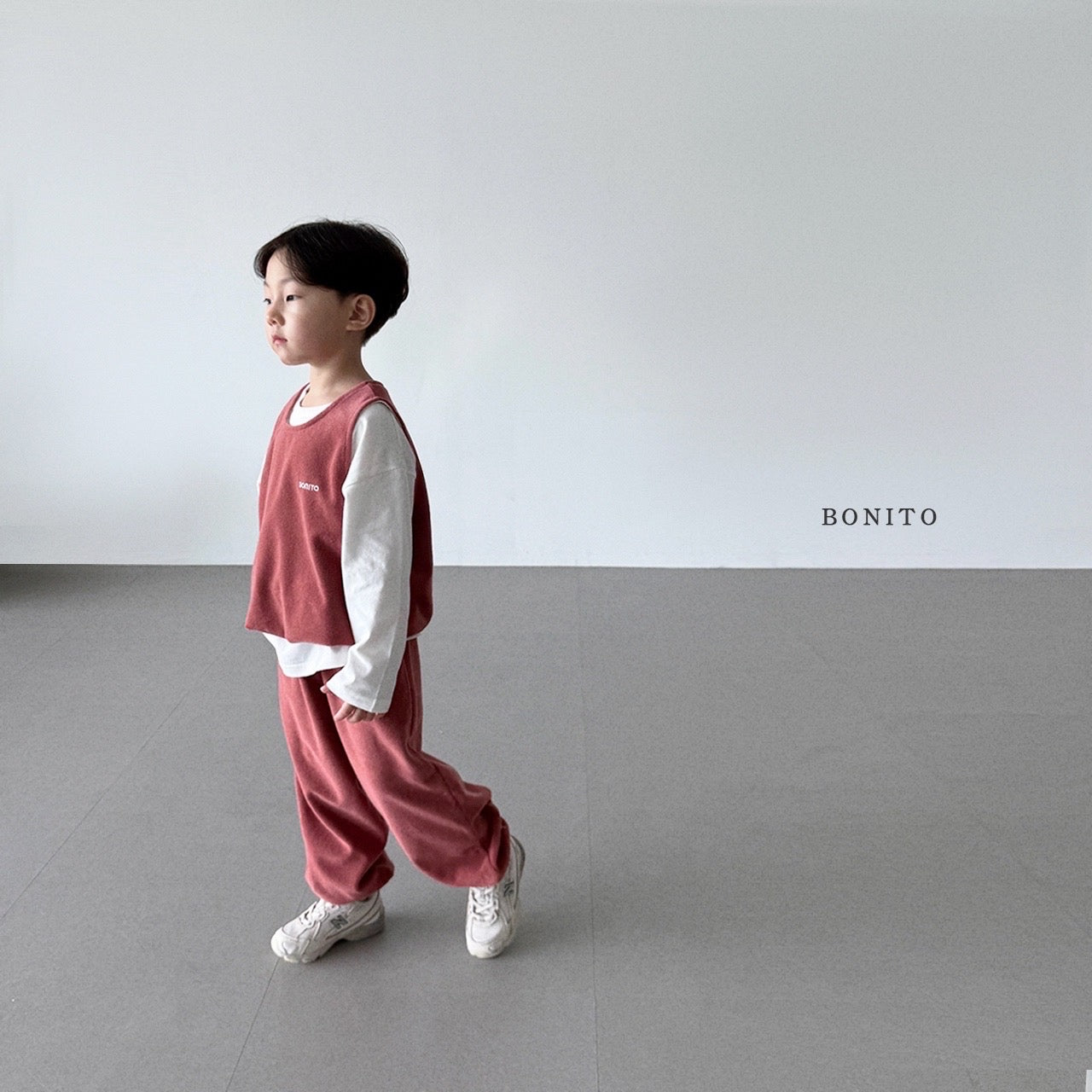 韓國童裝 25秋| BT25344 BONITO SLEEVELESS TOP AND BOTTOM SET (70-140CM)