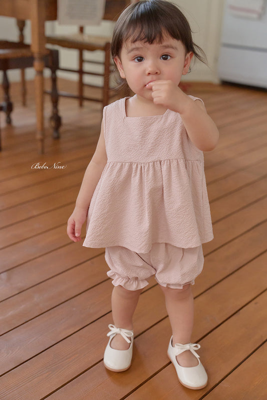 韓國童裝 26夏| BN19 Edge Square Bloomer Set 邊緣方領燈籠褲套裝