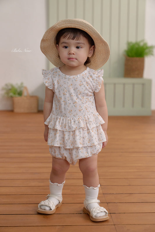 韓國童裝 26夏| BN17 Flower Bloomer Set 碎花燈籠褲套裝
