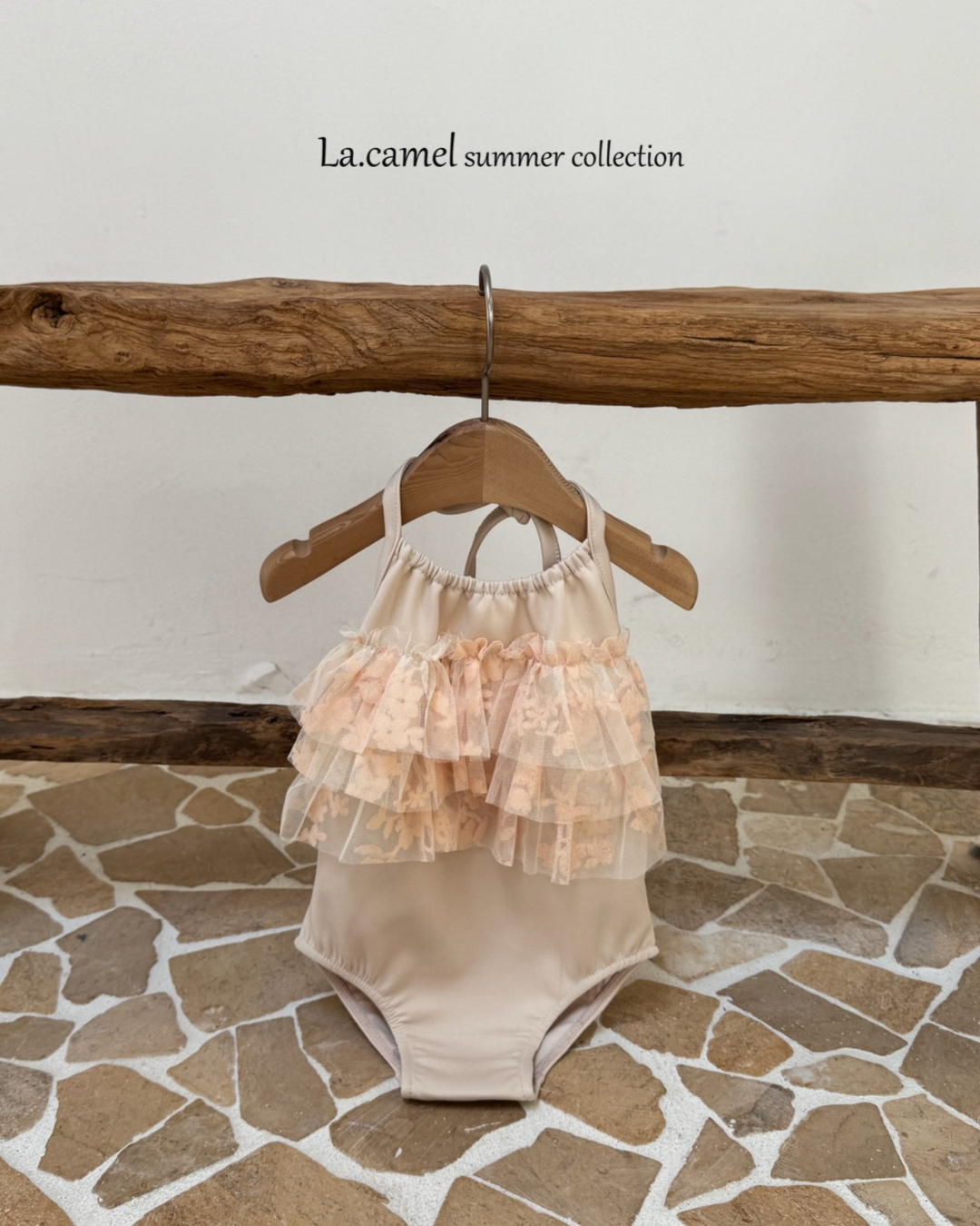 韓國童裝 Swimwear🩱🛟 La.Camel Beige Frill swimwear