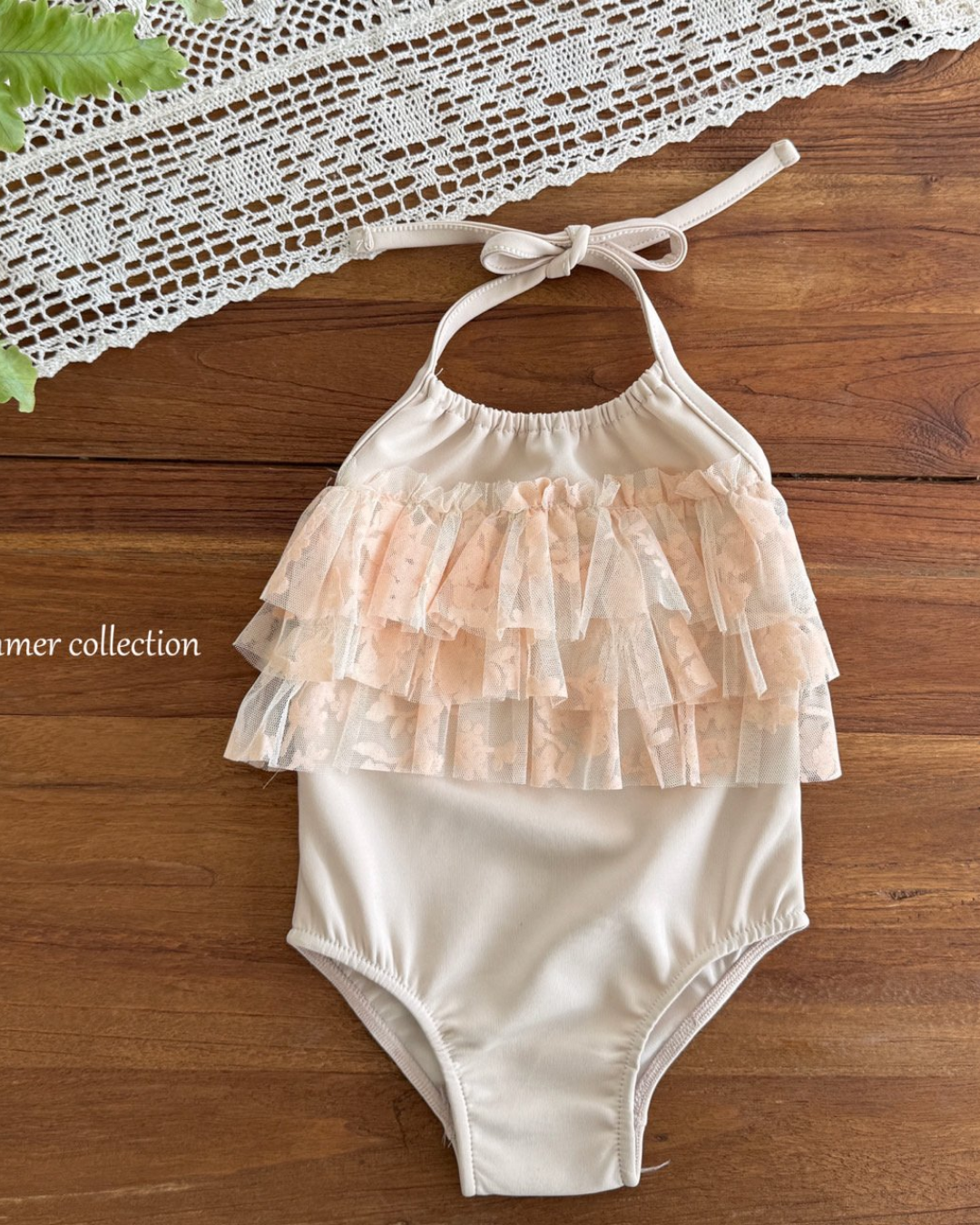 韓國童裝 Swimwear🩱🛟 La.Camel Beige Frill swimwear