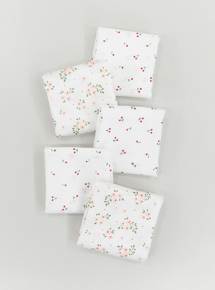 25FW 室內服團購 (30/9截單) Cherry and Flower Bamboo 透氣竹纖手帕10入
