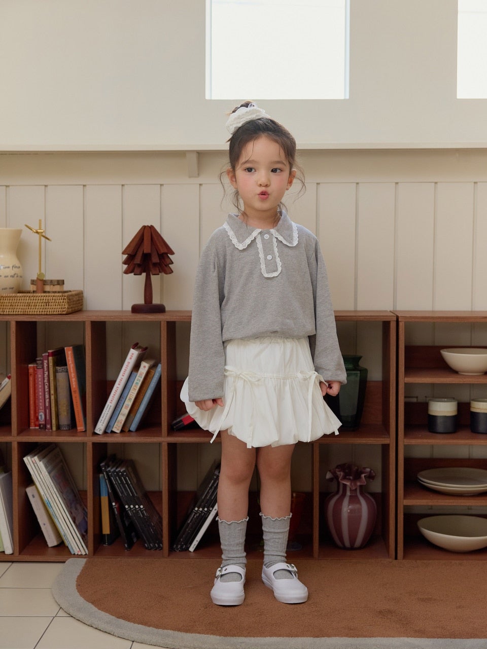 韓國童裝 26春 | DD16 蕾絲翻領T (75~140cm)