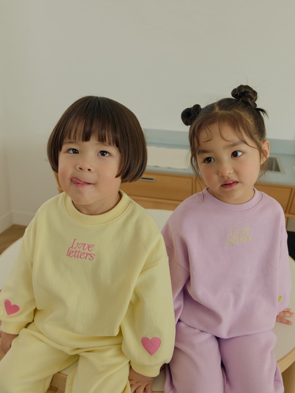 韓國童裝 26春 | DD04 愛心束腳套裝 (75~140cm)