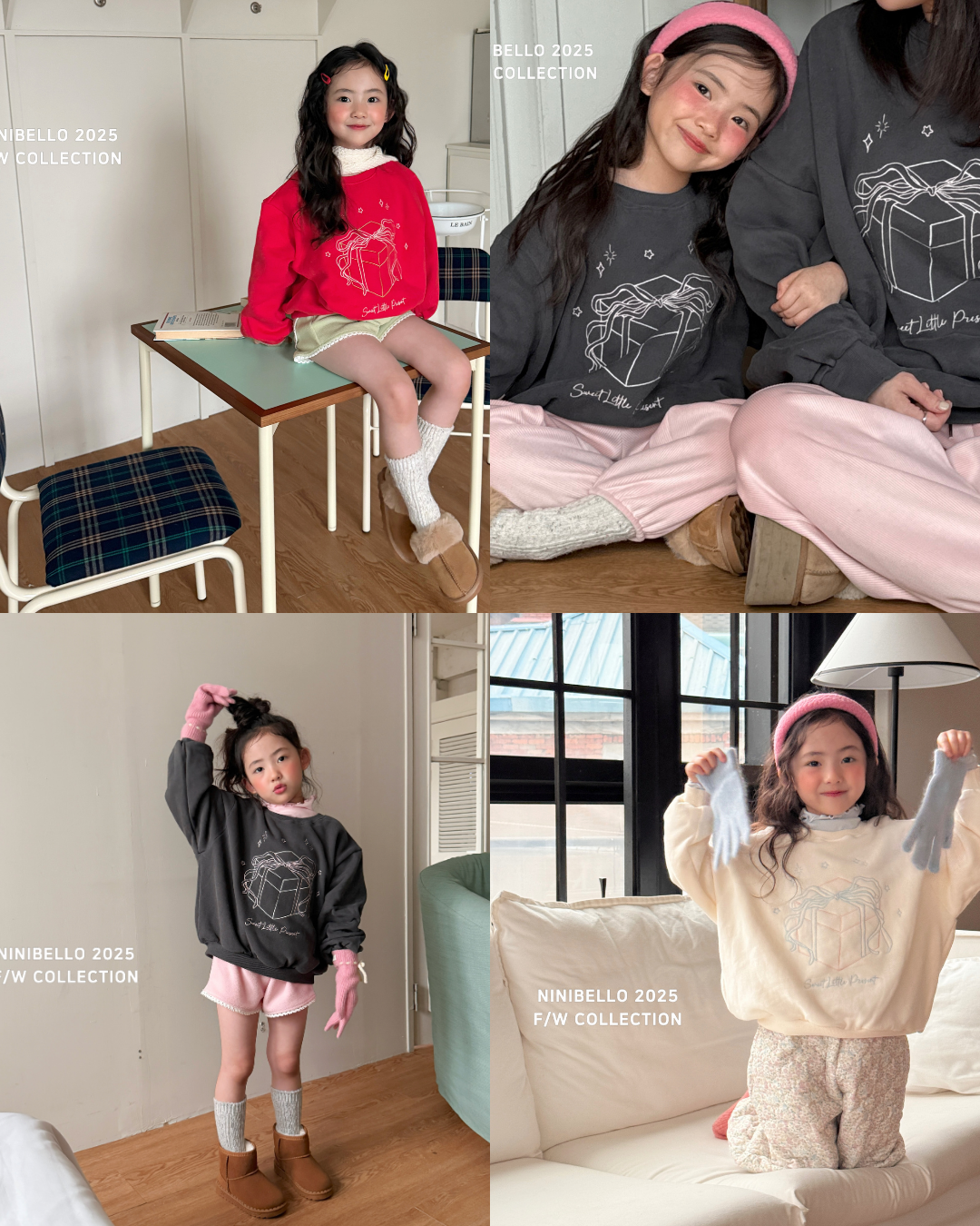 韓國童裝 25秋冬 | NB25413 Present Top and Bottom Set 親子裝 (KIDS)