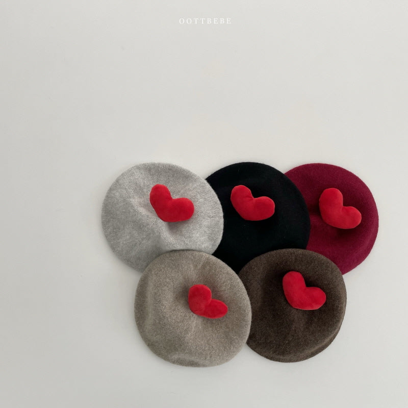 韓國童裝 | OT25375 Heart Beret (Cool Tone)
