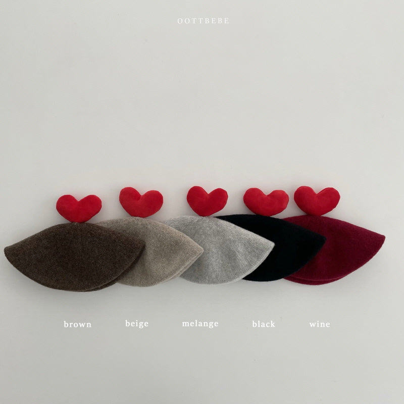 韓國童裝 | OT25375 Heart Beret (Cool Tone)