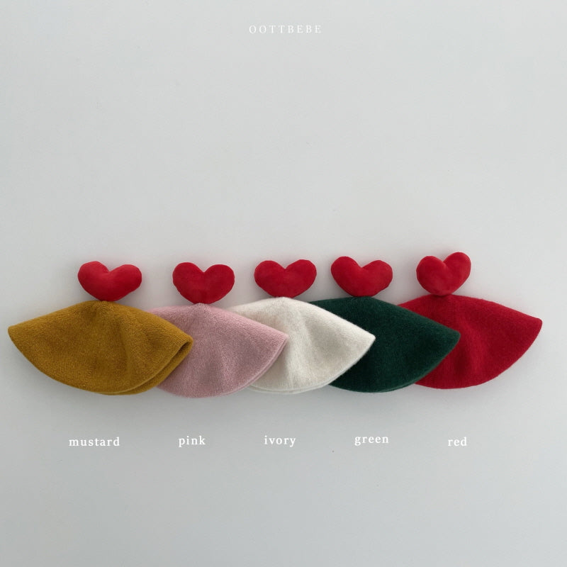 韓國童裝 | OT25374 Heart Beret (Warm Tone)