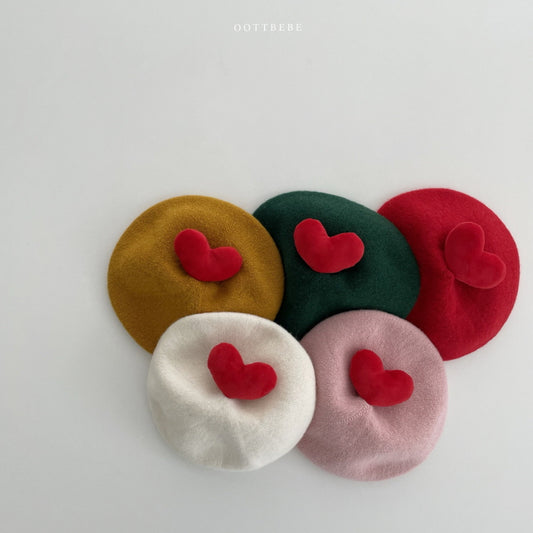 韓國童裝 | OT25374 Heart Beret (Warm Tone)