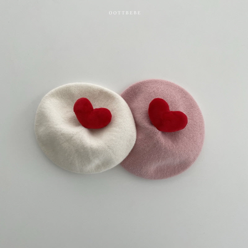韓國童裝 | OT25374 Heart Beret (Warm Tone)