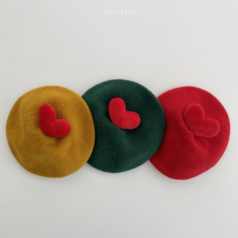 韓國童裝 | OT25374 Heart Beret (Warm Tone)