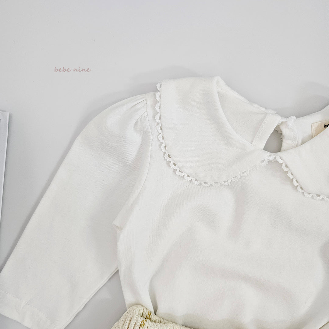 韓國童裝 25秋| BN25338 LACE ROUND COLLAR TEE