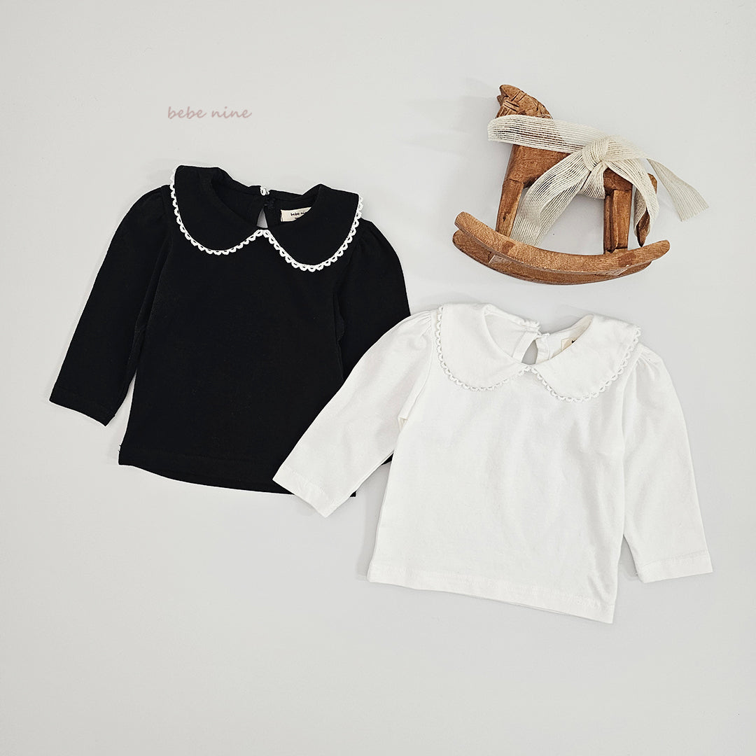 韓國童裝 25秋| BN25338 LACE ROUND COLLAR TEE