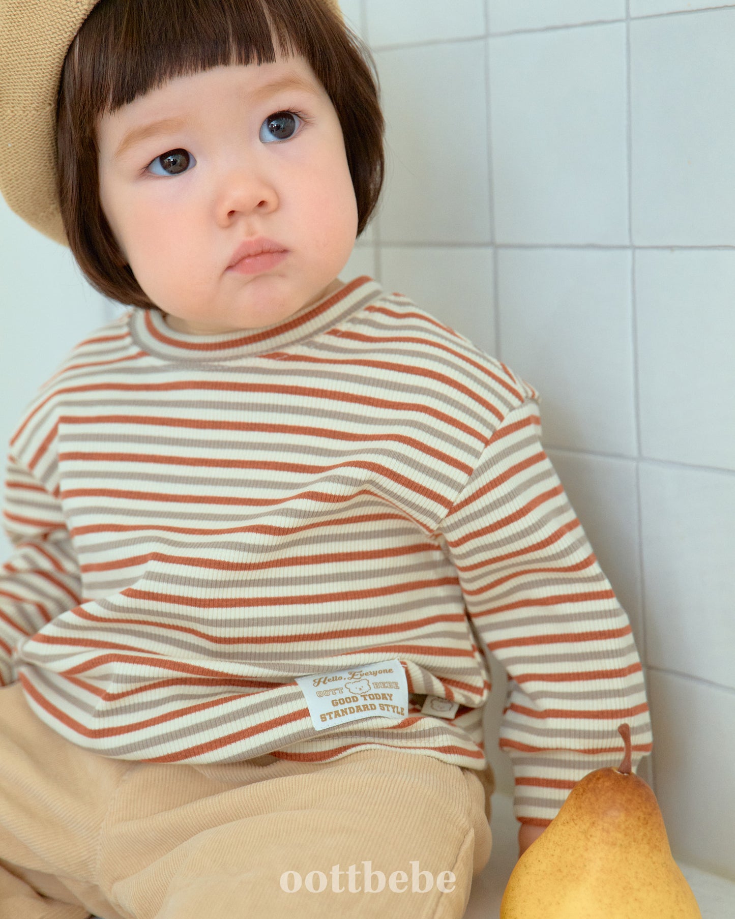 韓國童裝 | OT25322 Autumn Basic Stripe Tee