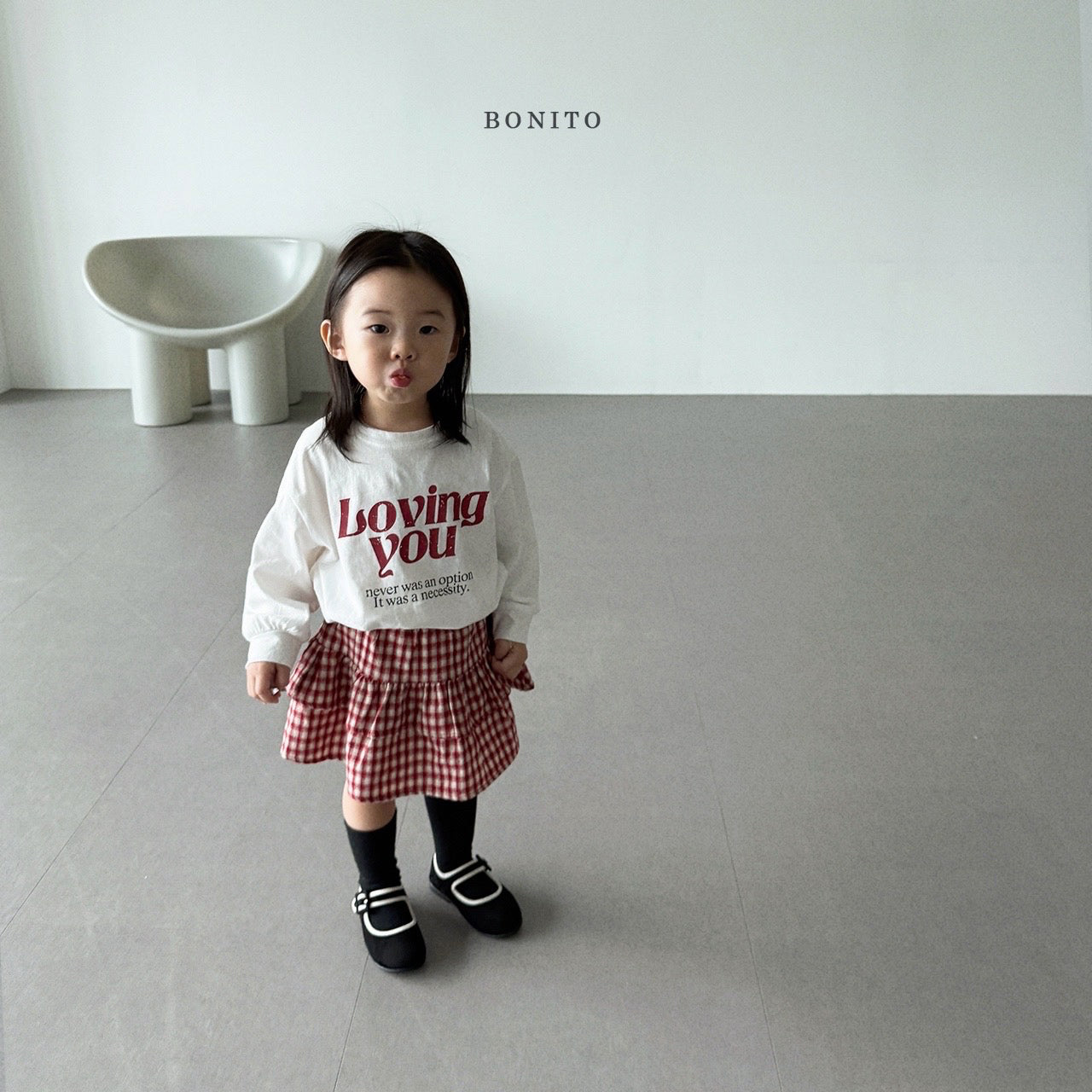 韓國童裝 25秋| BT25333 CHECKERED CANCAN SKORT (70-140CM)