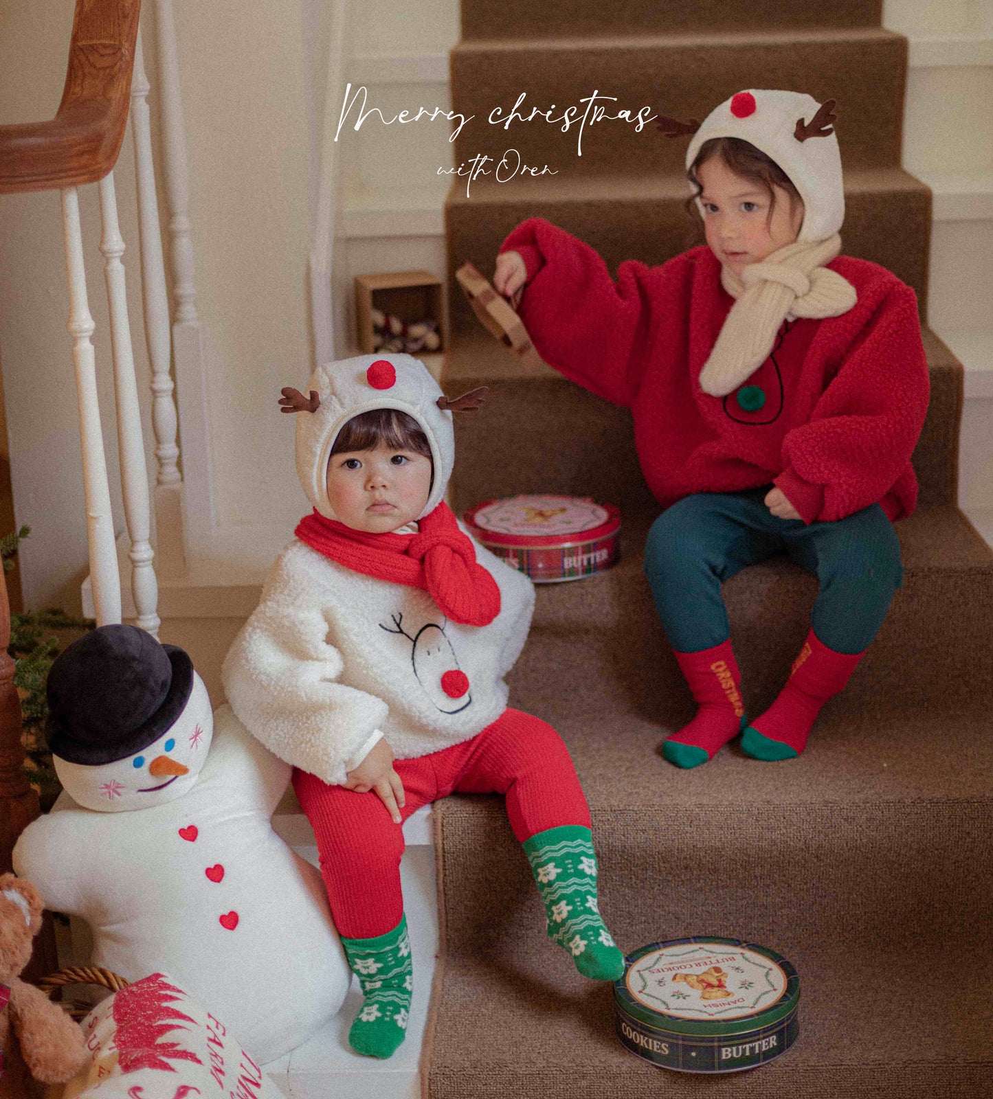 韓國童裝 25秋冬 | OR25511 聖誕款 親子 Christmas Baby Deer MTM