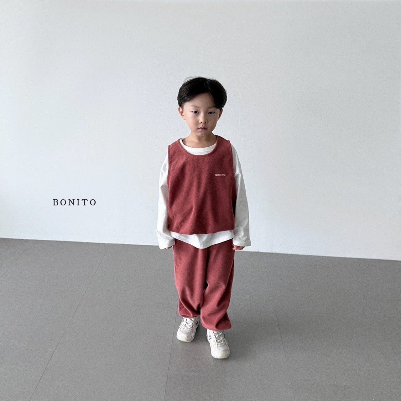 韓國童裝 25秋| BT25344 BONITO SLEEVELESS TOP AND BOTTOM SET (70-140CM)