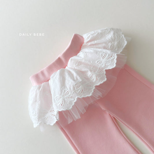 韓國童裝 26春 | DD32 蕾絲微喇叭長褲 (75~140cm)