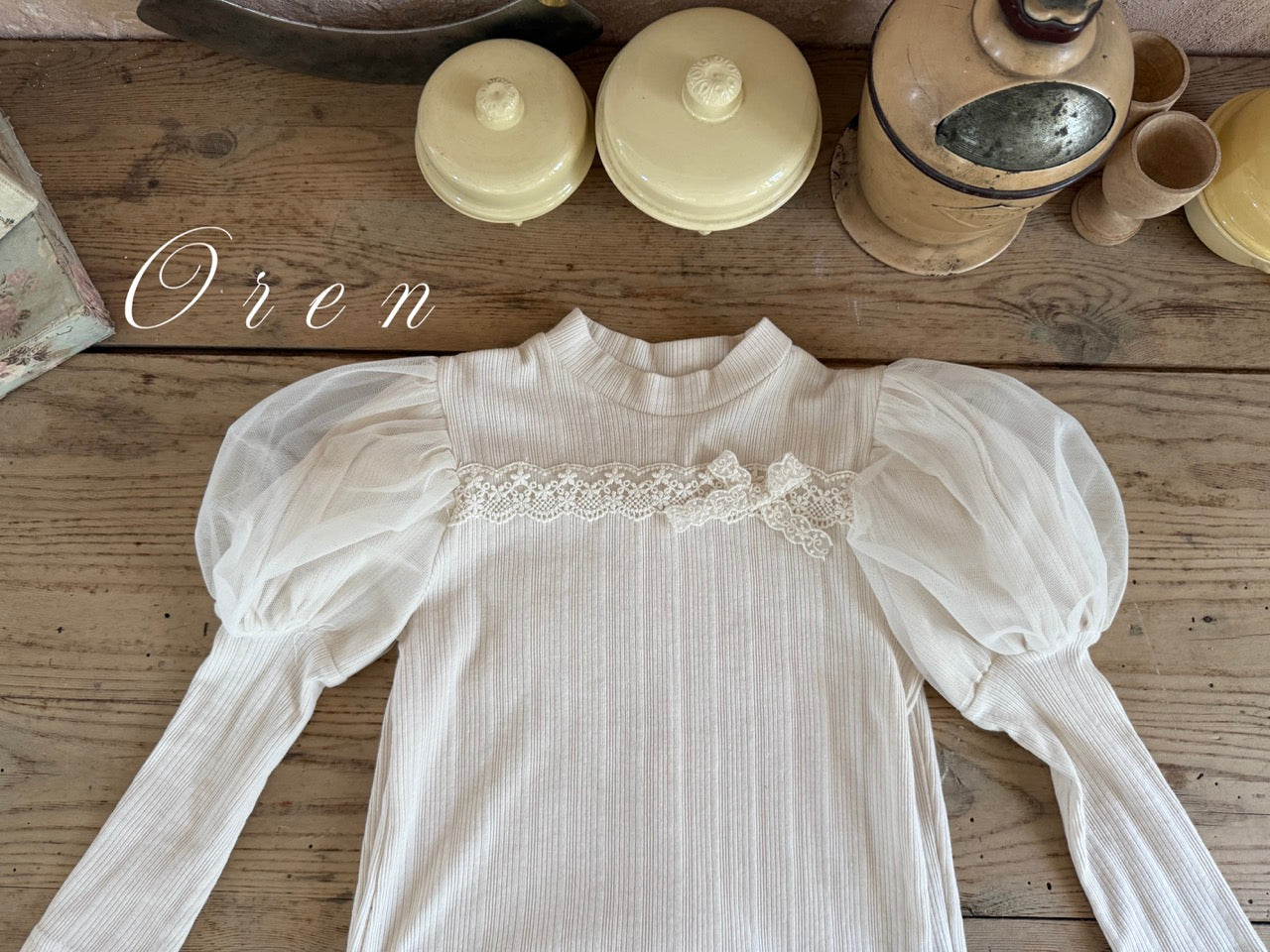 韓國童裝 25秋 | OR25330 puffer lace top/pants/set