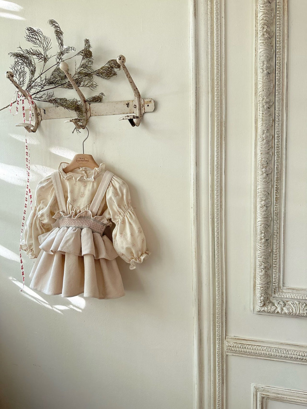 韓國童裝 25春| MB25110 Smoked Frill Melange Skirt