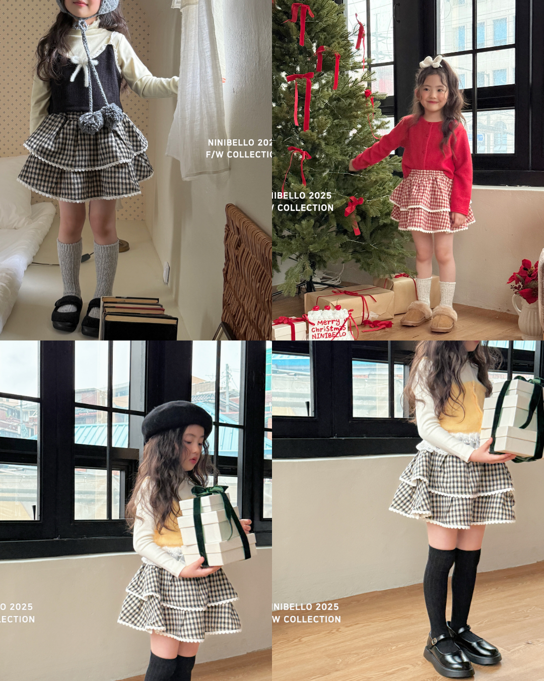 韓國童裝 25秋冬 | NB25422 Check Skirt Pants