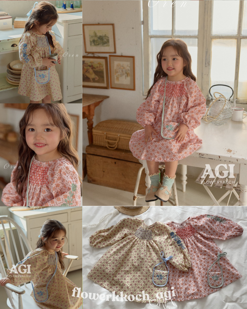韓國童裝 26春 | OR35 Daisy Smoke Dress (85~120cm)