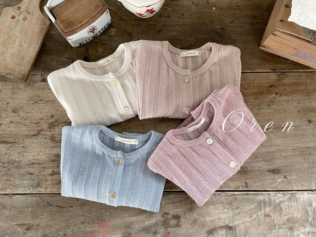 韓國童裝 25秋 | OR25322 Cardigan + Beret Set
