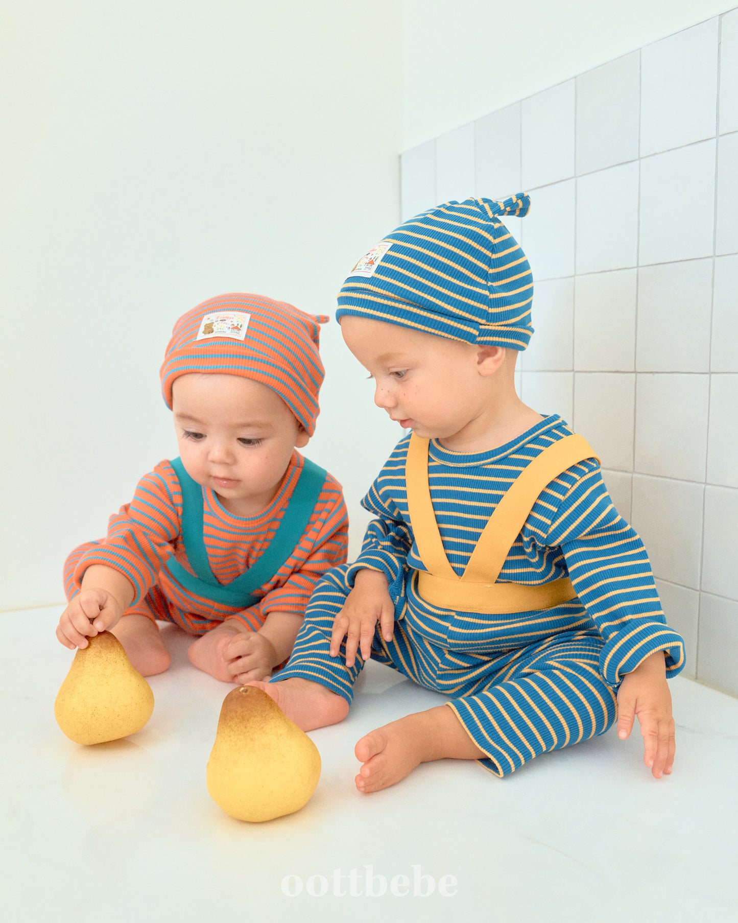 韓國童裝 | OT25319 OT Stripe Tee & Leggings Baby Set (Without Bonnet)