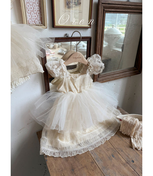 現貨▷ 韓國童裝 25夏 | Shiny 精緻荷葉邊金線OPS (85-110cm)