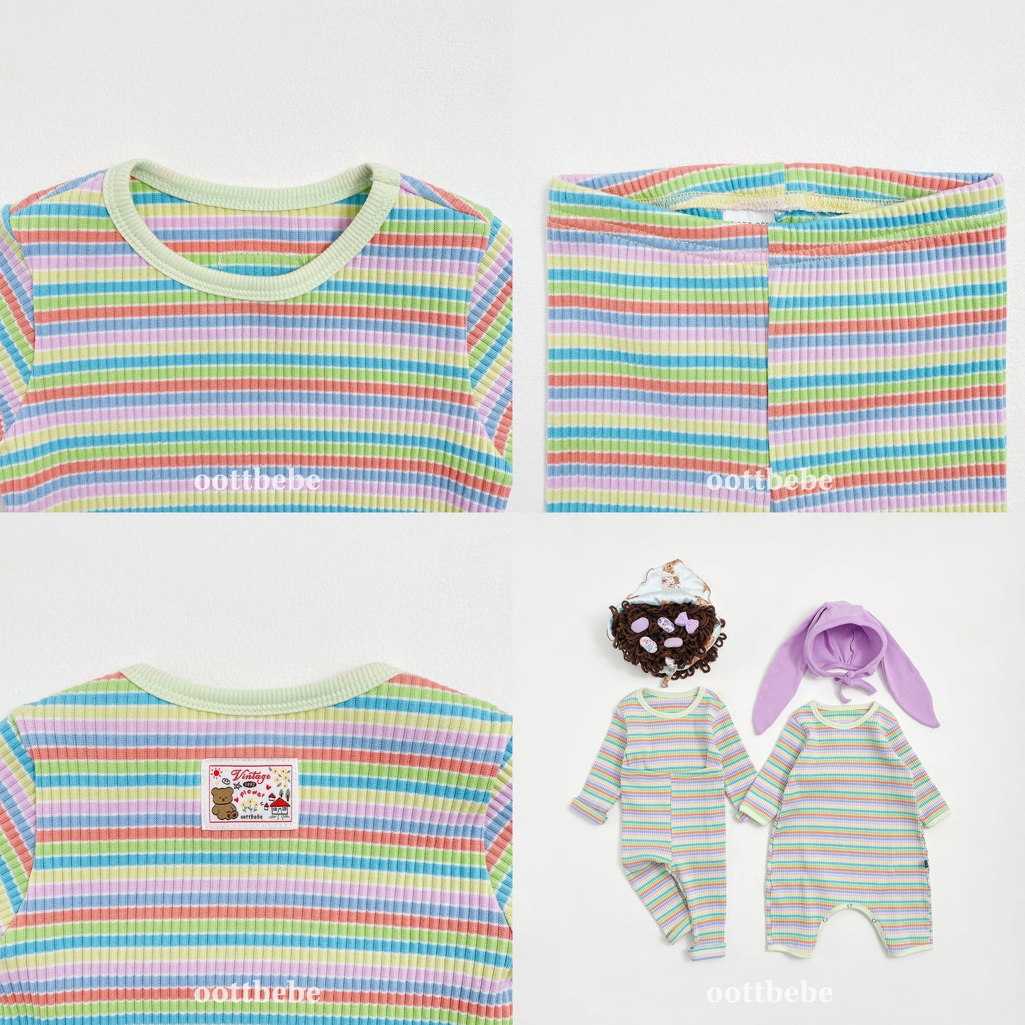 韓國童裝 | OT25342 OT Stripe Kids Top and Bottom Set