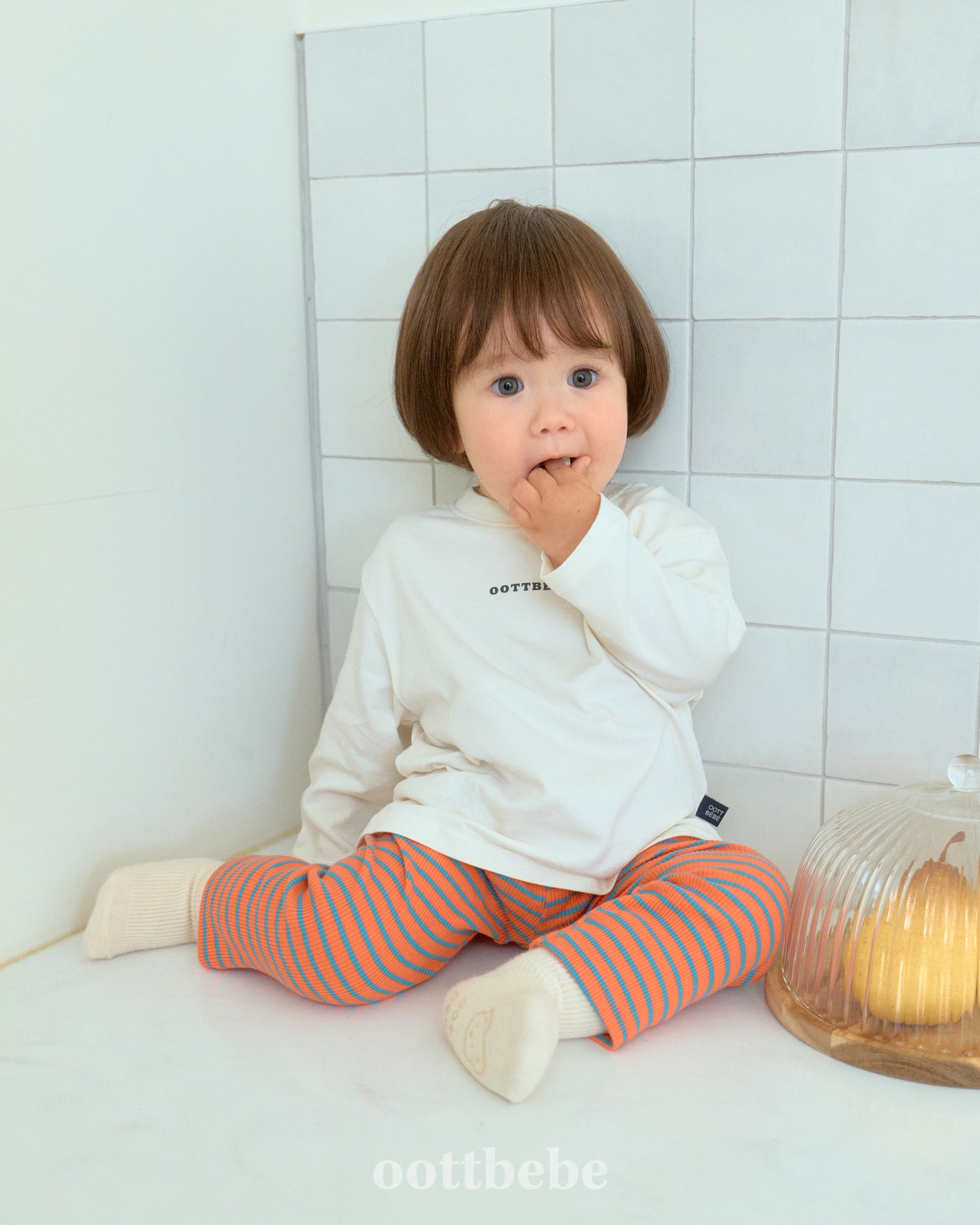 韓國童裝 | OT25320 OT Stripe Kids Leggings
