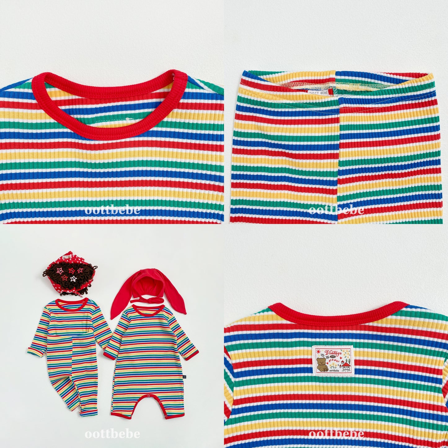 韓國童裝 | OT25342 OT Stripe Kids Top and Bottom Set